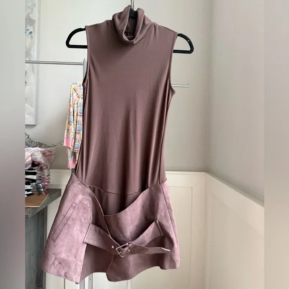 Zara Chocolate FAUX SUEDE PLAYSUIT DRESS NWT - Picture 5 of 8